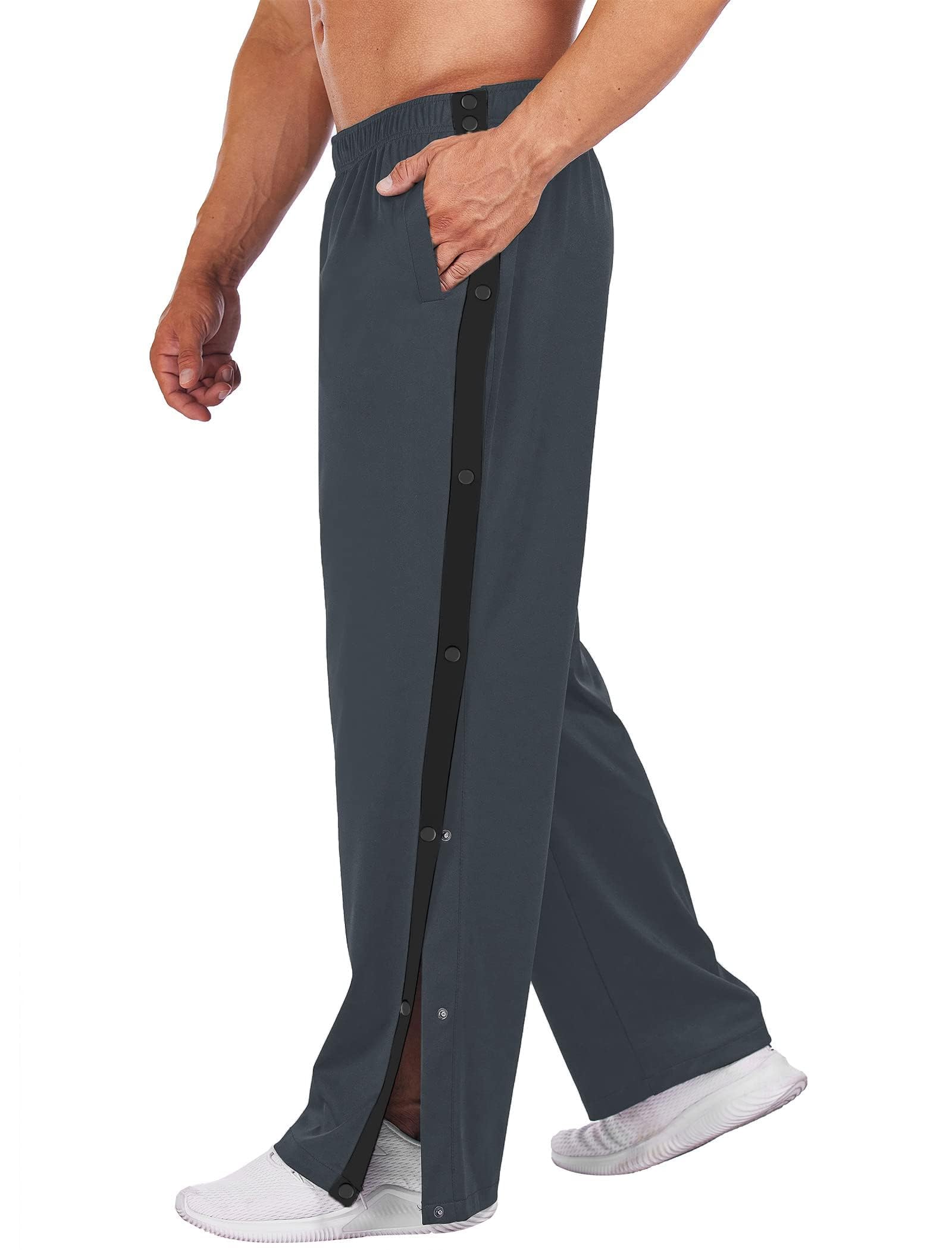 PINSPARK Pantaloni da Jogging Pantaloni da Riabilitazione da Uomo Pantaloni da Allenamento con Apertura Laterale con Bottoni Automatici Laterali Pantaloni Sportivi Postoperatori
