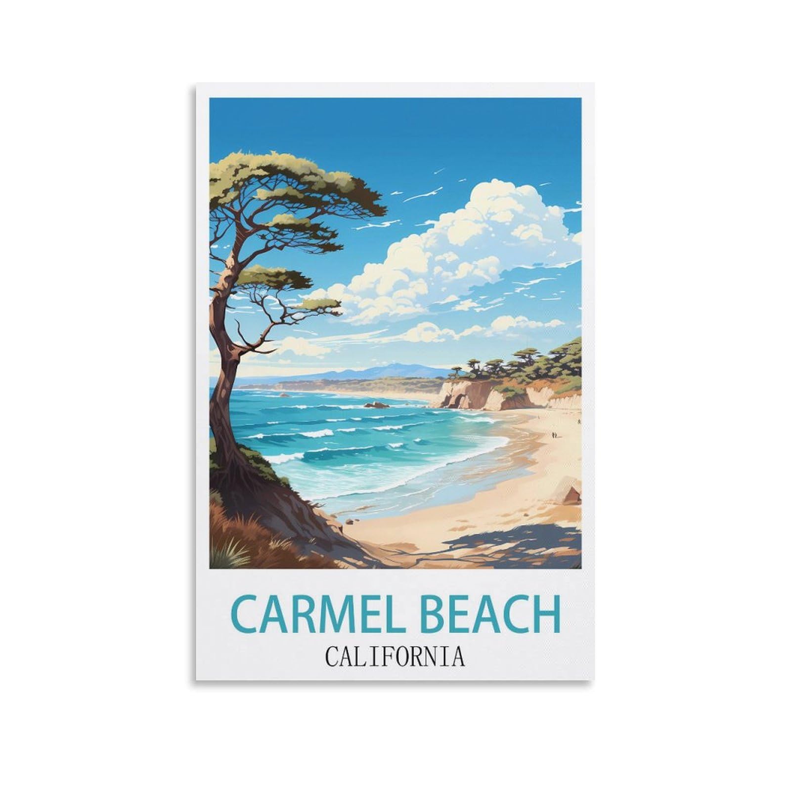EZMLFA 5D Diamond Art Kits for Beginner,Carmel Beach California,Diamond Art Kits Gem Cross Stitch Easy Kits for Beginner Crystal Art Crafts Home Wall Decor 50x60cm