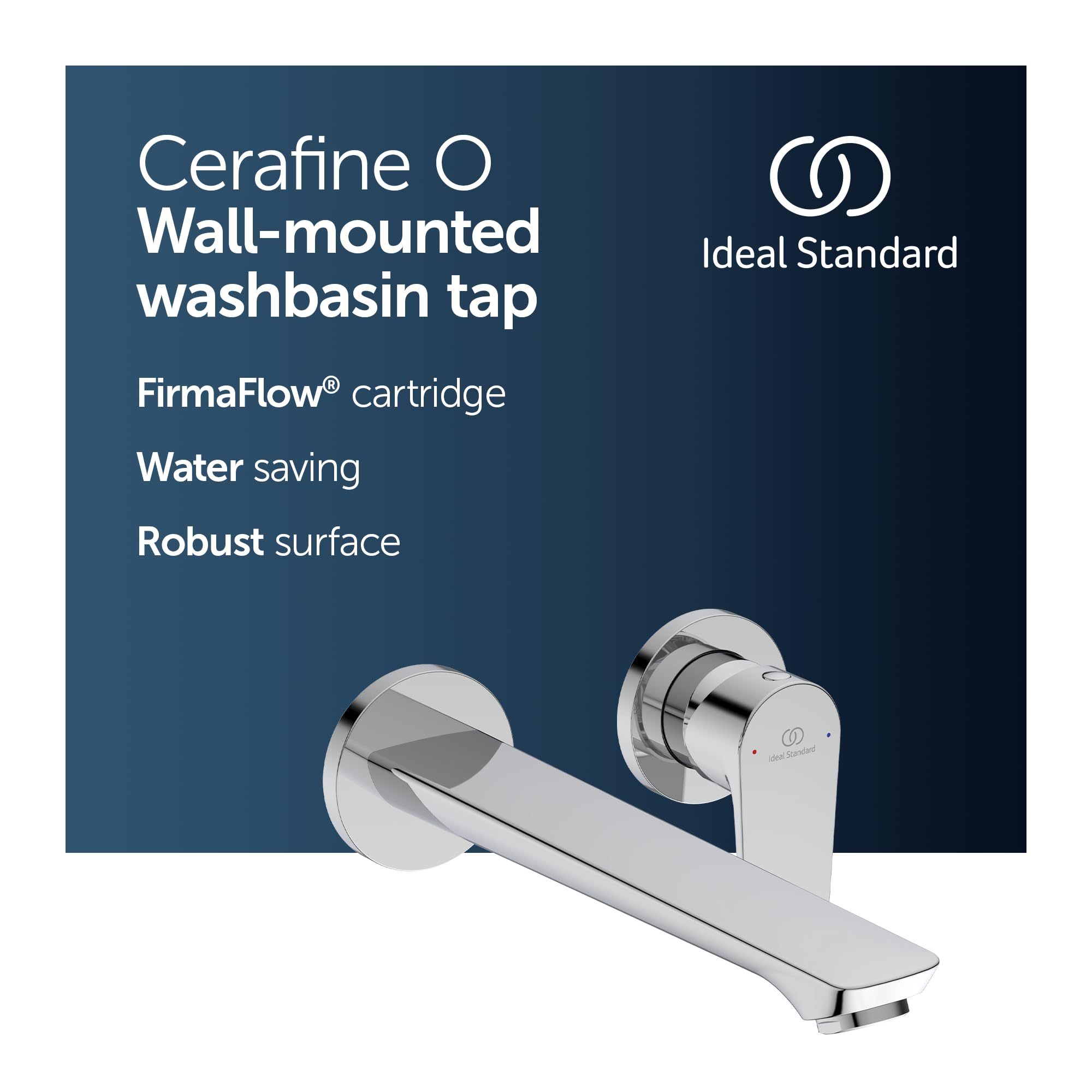 Ideal Standard BD133AA Cerafine O ścienna bateria umywalkowa, montaż ścienny, armatura łazienkowa z wylewką, bateria mieszakowa, oszczędzająca wodę, chrom