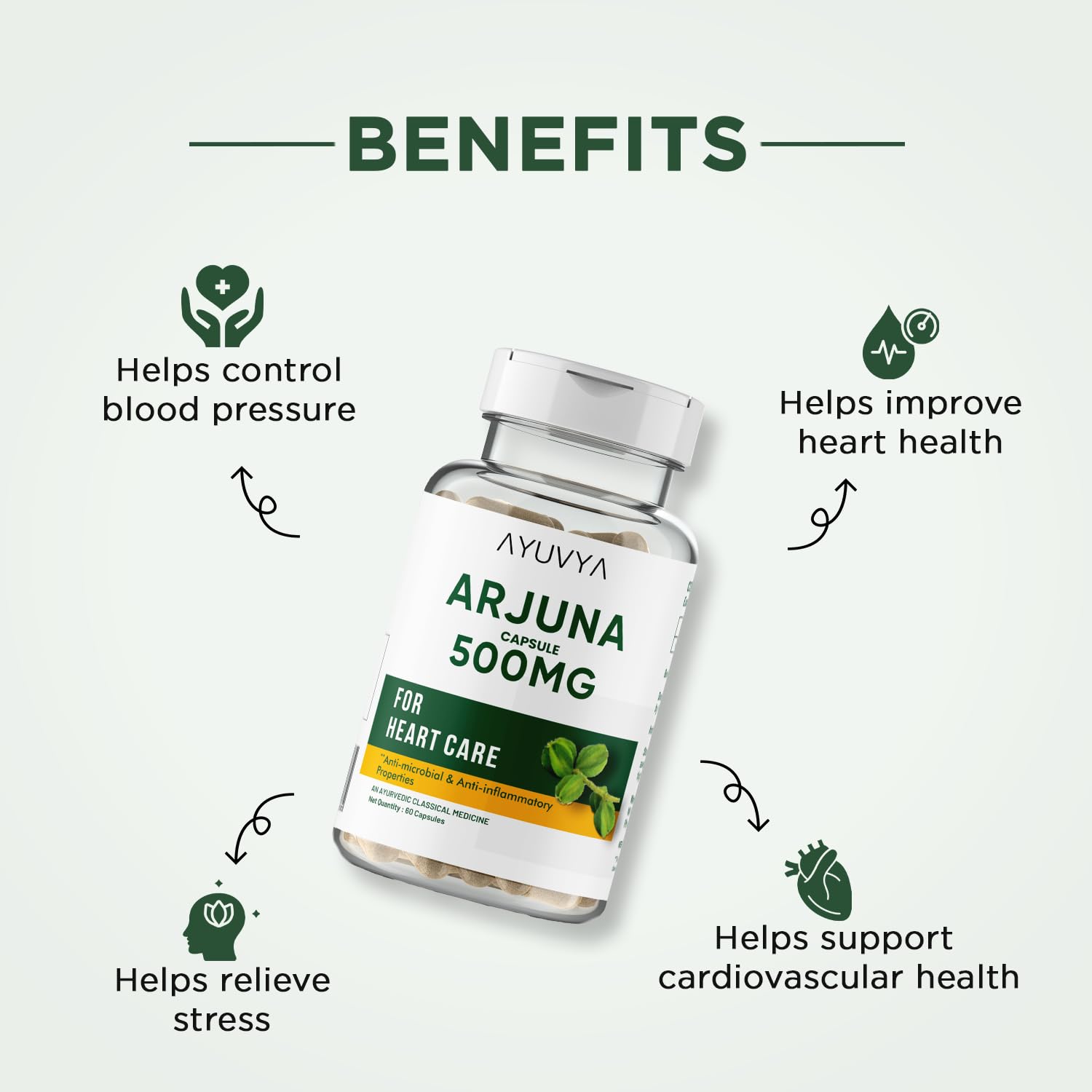 Ayuvya Moringa & Arjuna Dry Extract Capsules - 500mg - Herb for Women's Health, Lactation Support, Stress Relief, and Anti-Aging, 120 Capsules, (Pack of 2) | As Seen on Shark Tank 2