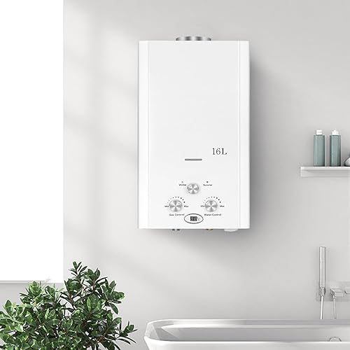 Miniatura 8 de Xverycan Calentador de agua sin tanque de 4.23GPM 16L de gas propano, calentador de agua caliente de 32 KW LPG RV con protección contra