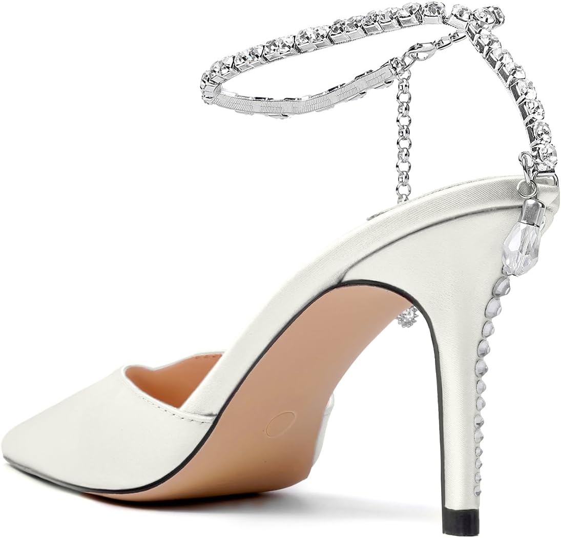 Vertundy Women's High Heel Stiletto Pumps Closed Pointed Toe Ankle Strap Fashion Strappy Sandals Comfortable Party Wedding Dressy Shoes 3.3IN - Image 3