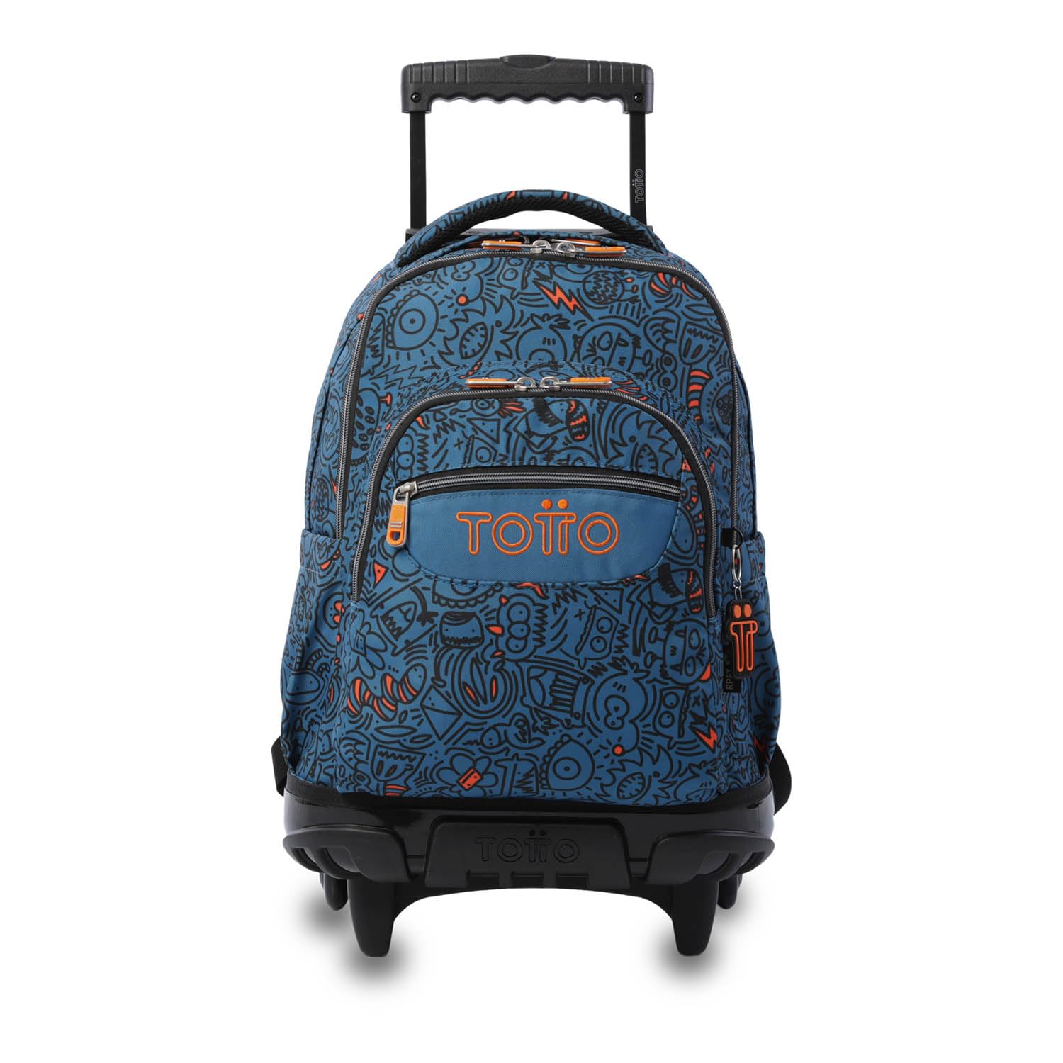 TOTTO - Mochila Escolar con Ruedas, Modelo Renglones, Capacidad 26,21 Litros, Bolsillo para PC 15,4", Bolsillo Botella, Correas en S para Mayor Comodidad, Resistente, Estampado Grafer