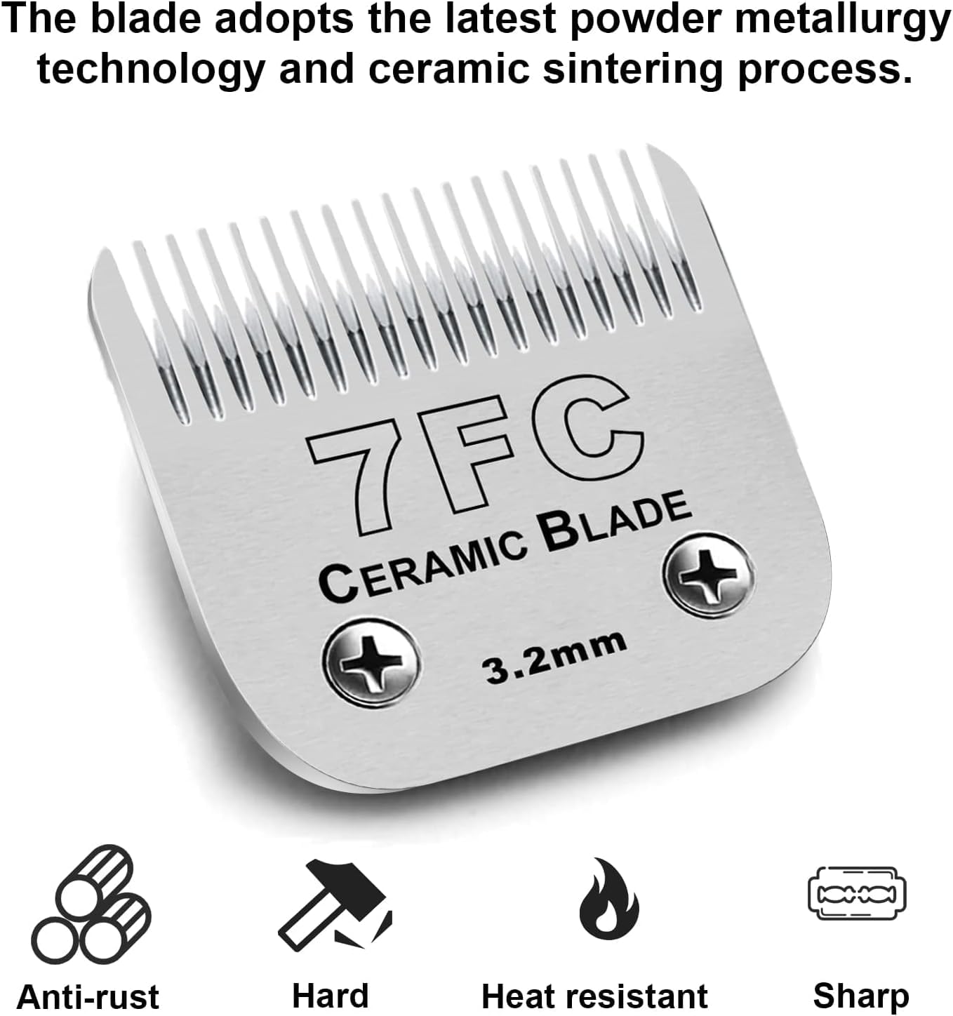 Dog Grooming Replacement Blades Compatible with Andis, Oster, and Wahl Clippers (7FC), Silver - Image 2