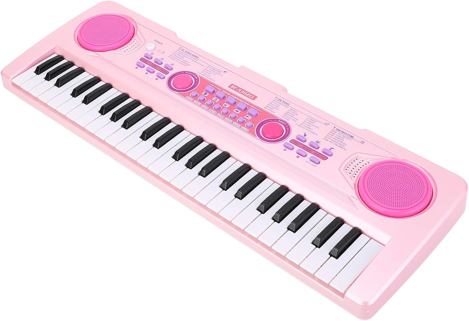 Focket Kids Piano Keyboard, 49 Keys 100 Tones 100 Rhythms Electronic Keyboard, Portable Piano with Detachable Microphone Record Playback for Children 3 to 8 Years Old