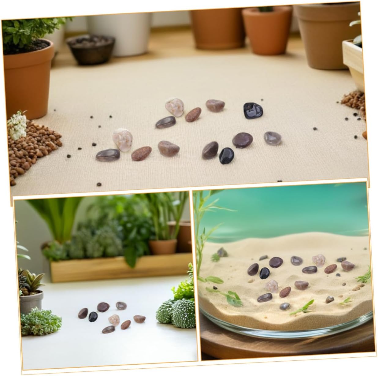 Natural Polished Fish Tank Pebbles and Aquarium Landscaping Stones, 2-3cm Smooth Stream Rocks, 1500g Decorative Gravel for Turtle Habitats and Garden Decor