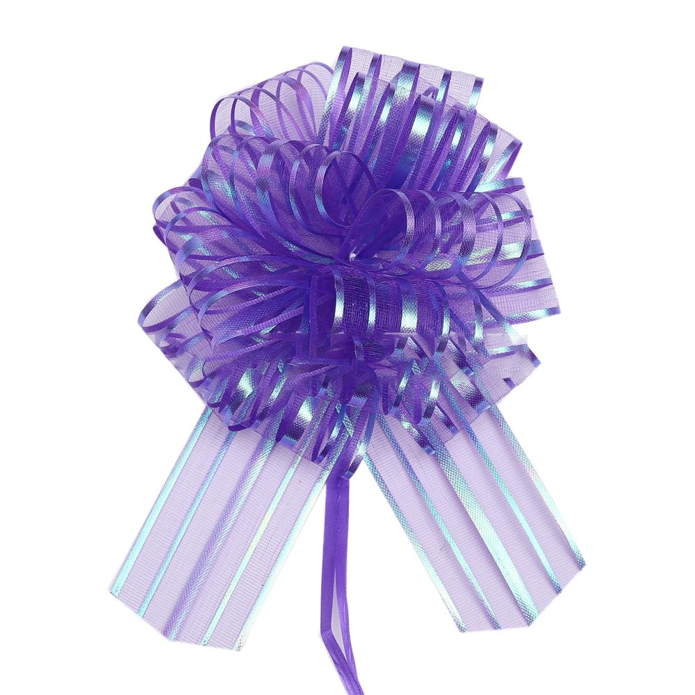 Wambere 50 Stück Geschenkschleifen Ziehschleifen Deko Schleifenbänder Geschenkband für Weihnachten, Geschenkverpackung, Basteln und DIY Weihnachtsdekoration,Hochzeit Partydeko,Lila