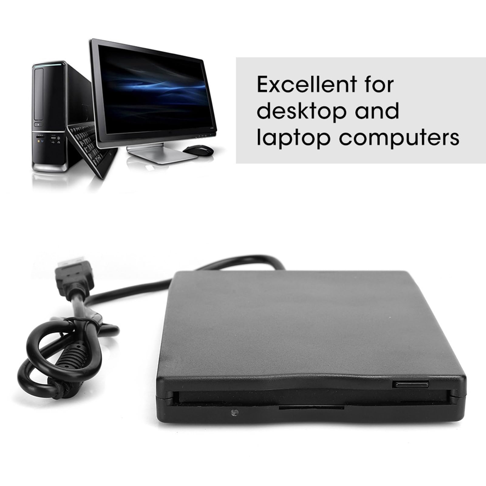 Disque de Lecteur de Disquette Externe Lecteur de Carte 3,5 Pouces Accessoire d'ordinateur Disque de Lecteur de Disquette Externe USB pour Ordinateurs de Bureau et Portables