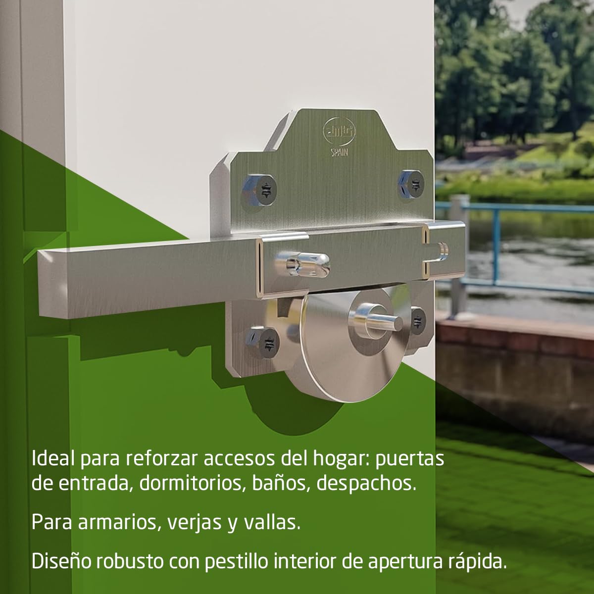 Amig - Cerrojo de Seguridad con Cilindro Redondo – Alta Resistencia a Extracción – Incluye 5 Llaves – 153 x 88 mm - Cerradura de Sobreponer - Acero - Cilindro 50 mm - Plateado