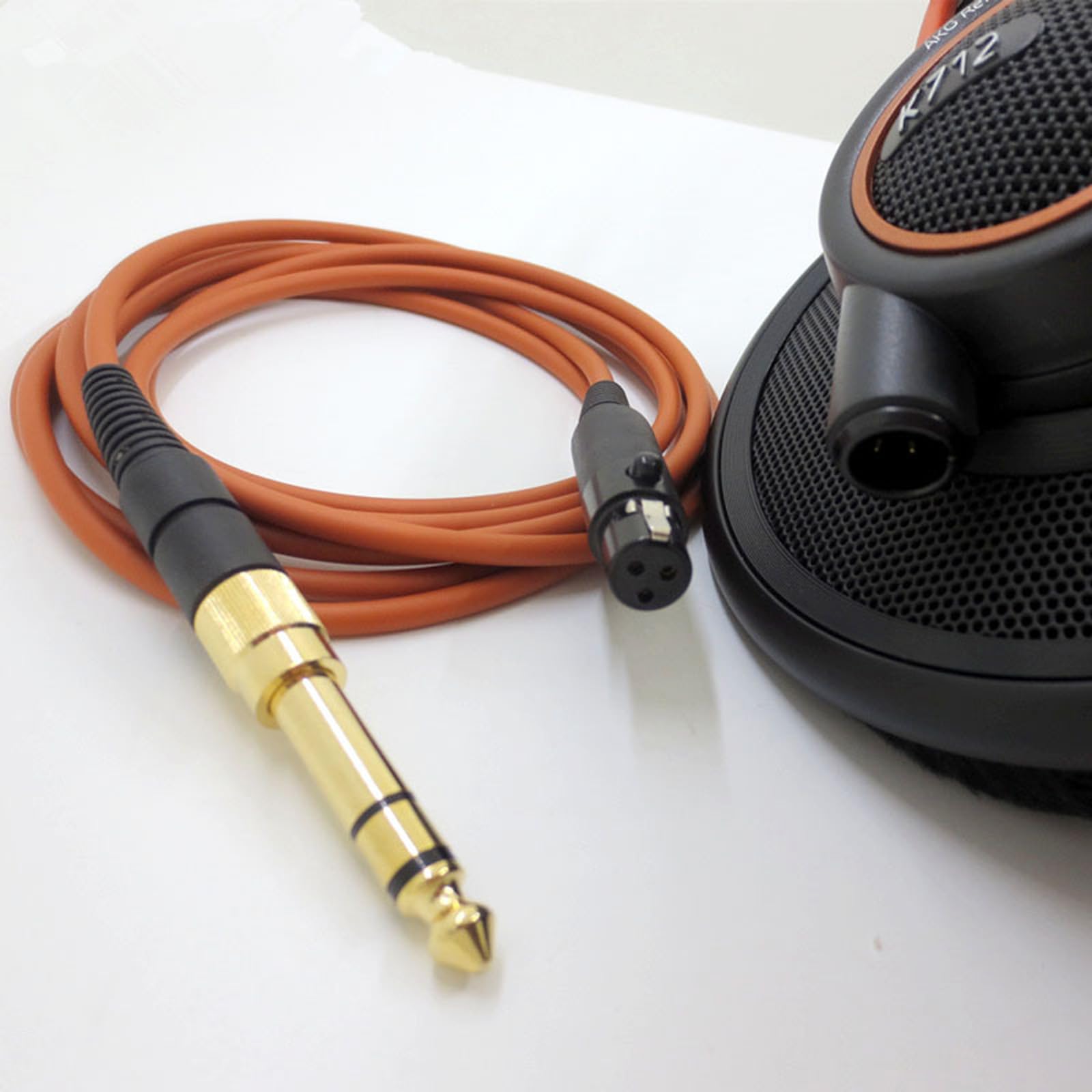 Cavo per AKG Q701 K712 K702 K271S K240S K240MK K181 K141 K171 K371 Cuffie,Mini XLR Cavo Audio di Ricambio con Adattatore da 6.35 mm,2 m/6.6 piedi,Arancia