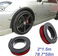 Vista 2 de KIMISS Moldura de arco de rueda de automóvil, 2 piezas universales de goma de 4.9 ft, tiras anticolisión, molduras para guardabarros (negro)
