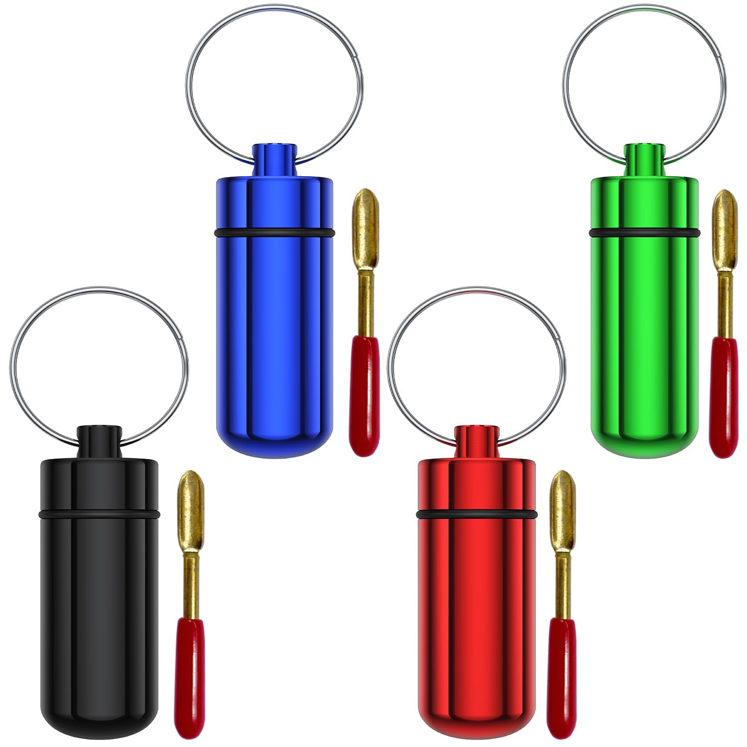 Portable Metal Leak-proof Storage Bottle with Keychain(4 Pack), Small Waterproof Pepper Shaker For Outdoor Camping Travel