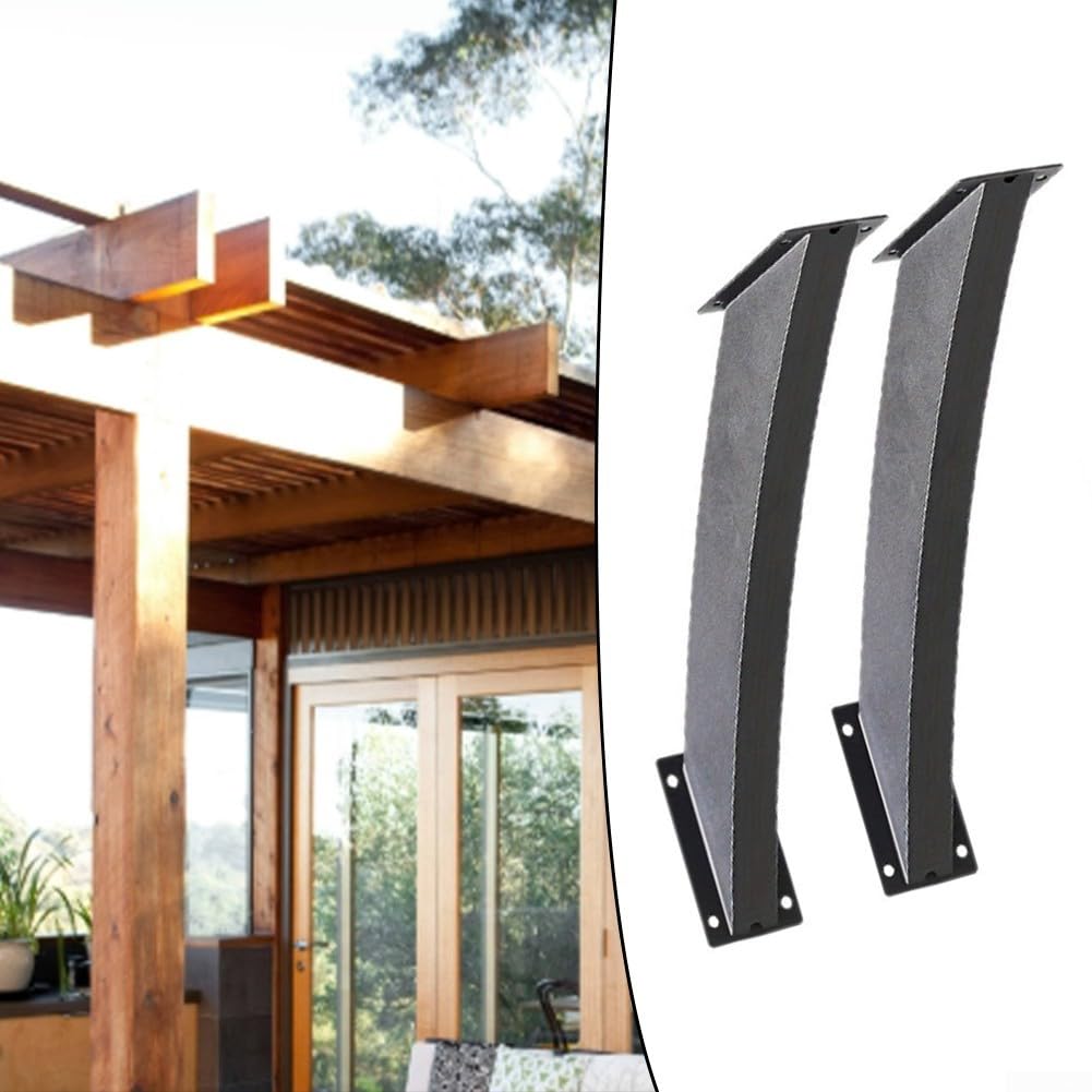 Lot de 2 équerres d'angle en fer robuste pour terrasse et parasol, structure en bois à angle de 45 degrés, finition noire