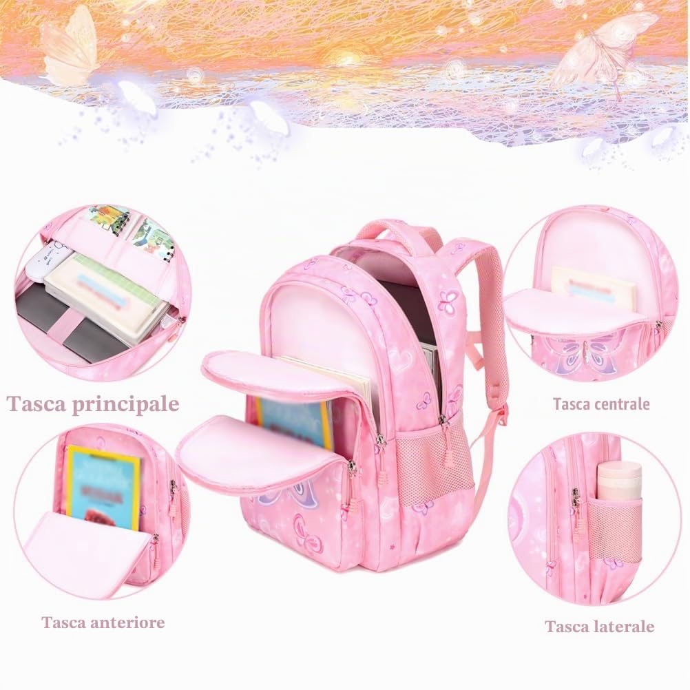 Kimwadalh Zaino Scuola per Ragazze Zaino Sirena Bambini Zaini Ragazza Leggero Zaino Scuola Elementare Zainetti per Bambini Borsa da Viaggio Girls School Bag Daypack