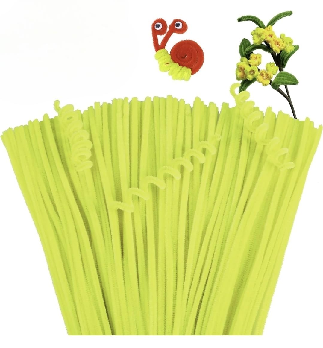 BATRICHER Chenille Stems Pipe Cleaners for Flower Making for Craft Projects and Decorations (Light Green Color, 100pc Pack)-image-43