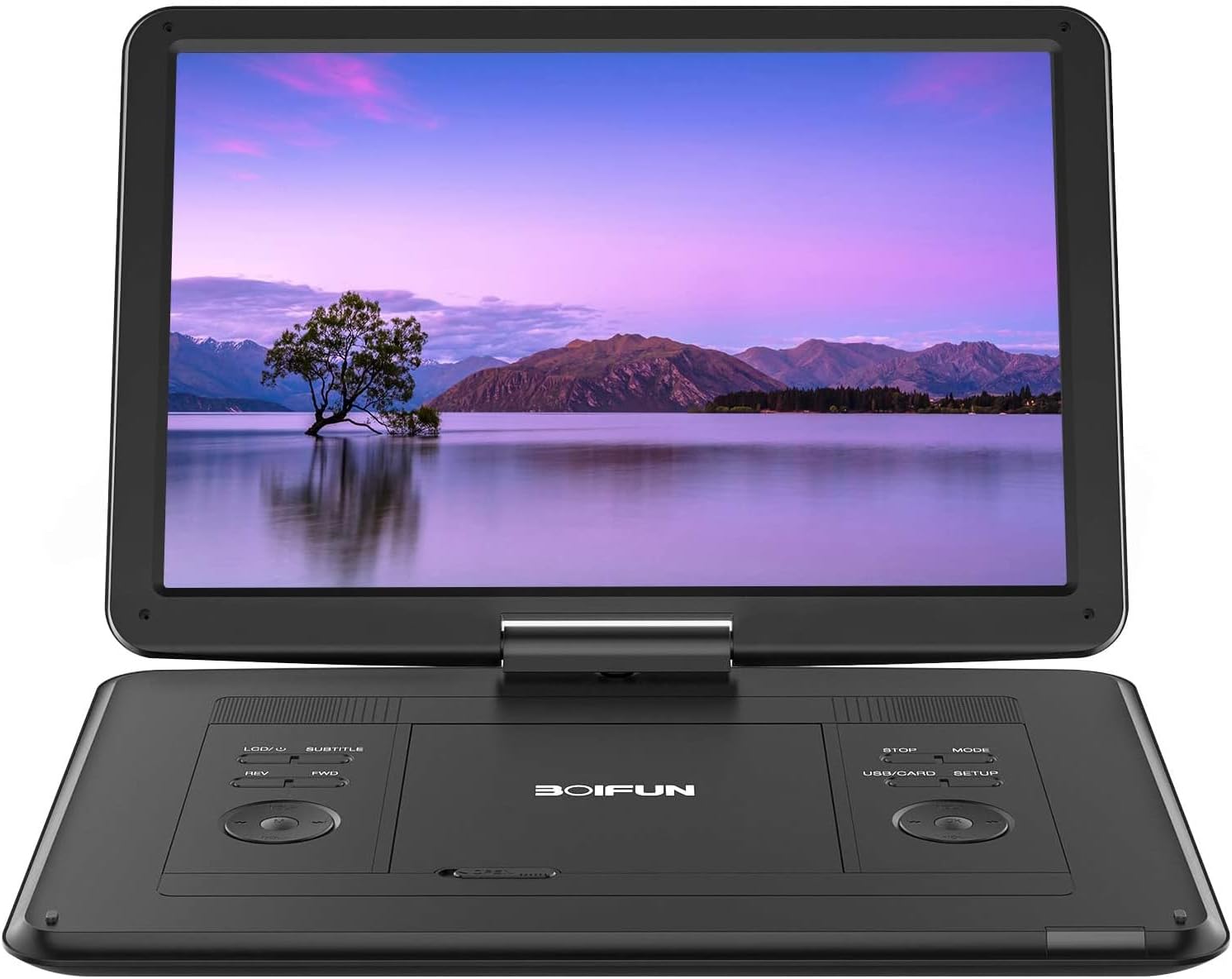 17.5" Portable DVD Player with 15.6" Large HD Swivel Screen, 6 Hours Rechargeable Battery, Support USB/SD Card/Sync TV and Multiple Disc Formats, No Region Restrict, High Volume Speaker, Black