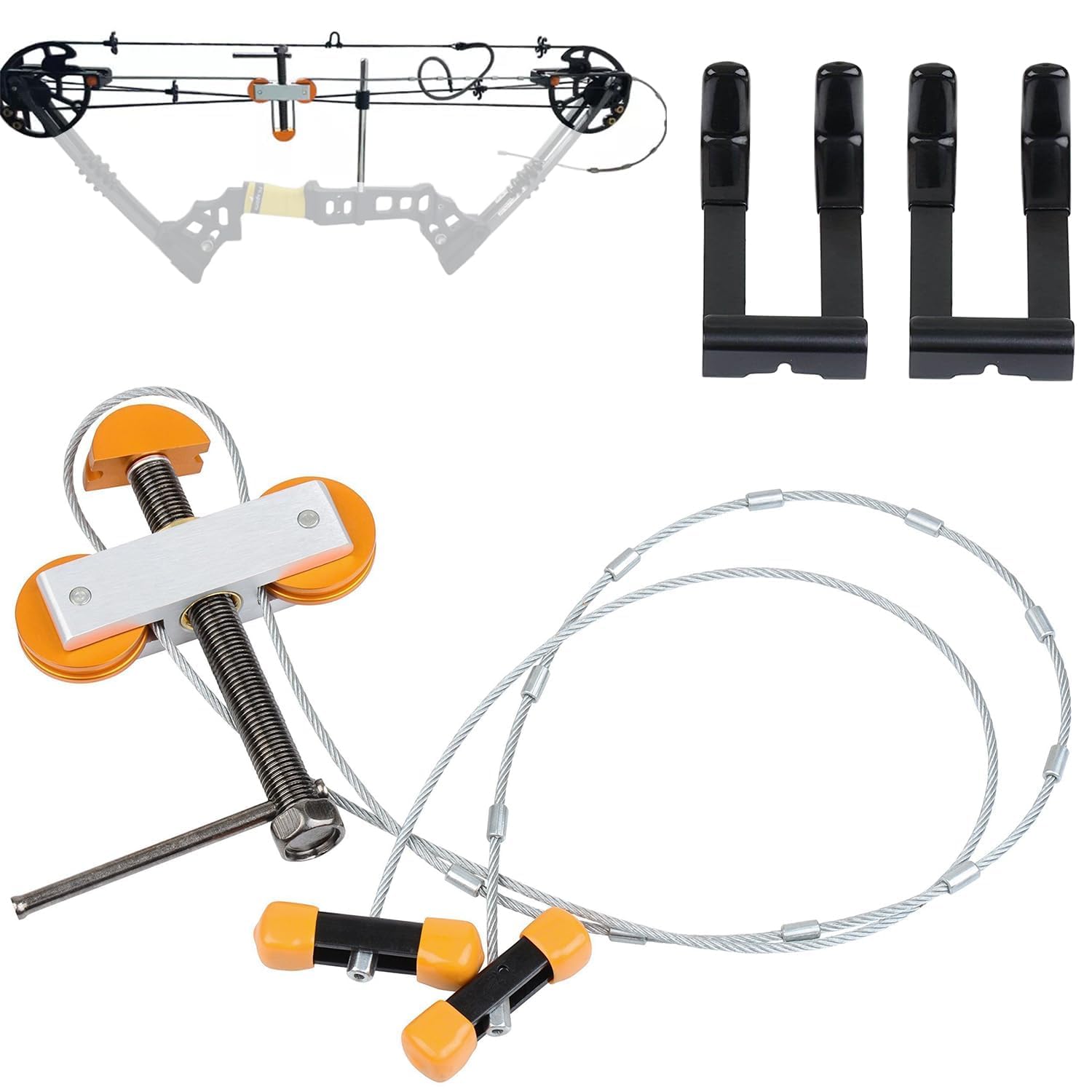 Bow Press for Compound Bows with 2 Quad Brackets, Portable Handheld Archery Compound Bows and Quad Limb L Brackets Replacement Tool for Bow Vise Hunting Archery Outdoor Shooting