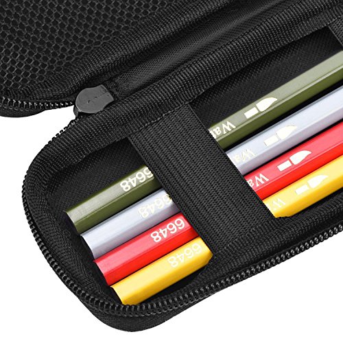 Image of Mudder Hard Shell Slim Pencil Case Small Pen Bag Stylus Case Holder EVA Waterproof Pocket Protectors Organizer for Fountain Pen Headphones Traveller Adults(Black)