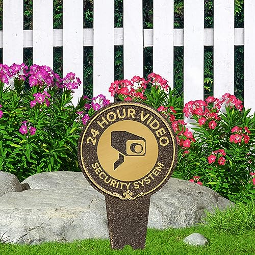 Image of 24-Hour, Video Security System Sign, 7x13, Heavy Duty Integrated Ground Stakes, Indoor /Outdoor Use, Rust Free Aluminum Composite, Made in USA by My Sign center
