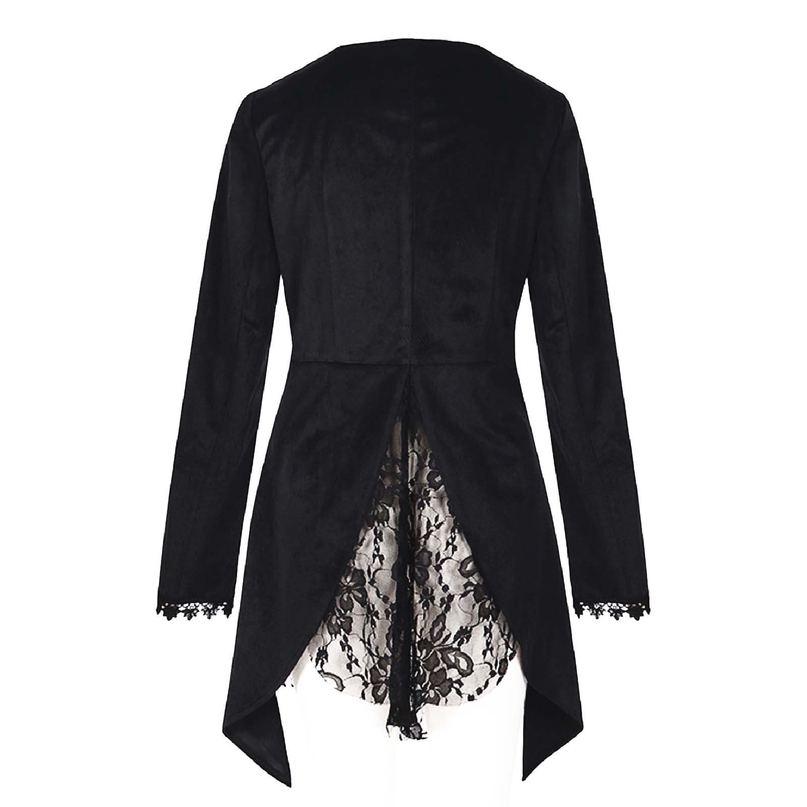 Steampunk Damen Jacke, Gothic Frack Damen Mantel,Punk Gehrock Damen Mittelalter Viktorianischen Mäntel Renaissance Vintage Smoking Klied für Frauen Halloween Kostüm Karneval Party Cosplay Kleidung