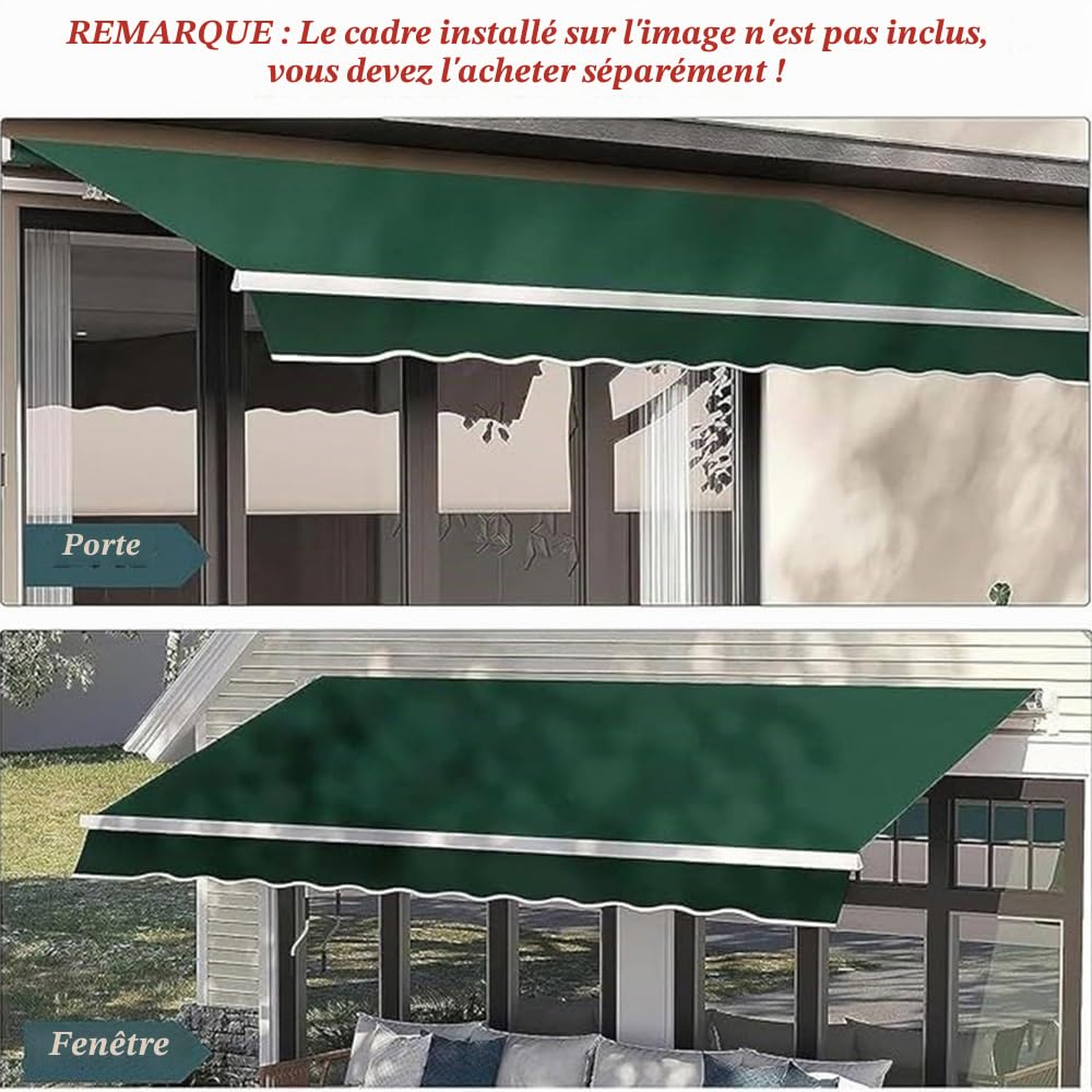 Store Rétractable Balcon, Toile De Remplacement De Store Banne Manuel, Tissu De Remplacement pour Auvent De Terrasse, Anti-UV, 200 250 300 350 400 500cm(Dark Gray,11.5x10ft/350x300cm)