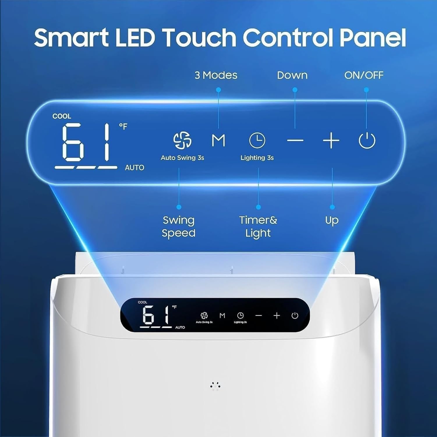 Aire Acondicionado Portátil 14000 BTU Enfriador para Habitaciones Grandes hasta 700 sq ft, con Control Remoto, Deshumidificador, 3 en 1, Temporizador y Kit de V