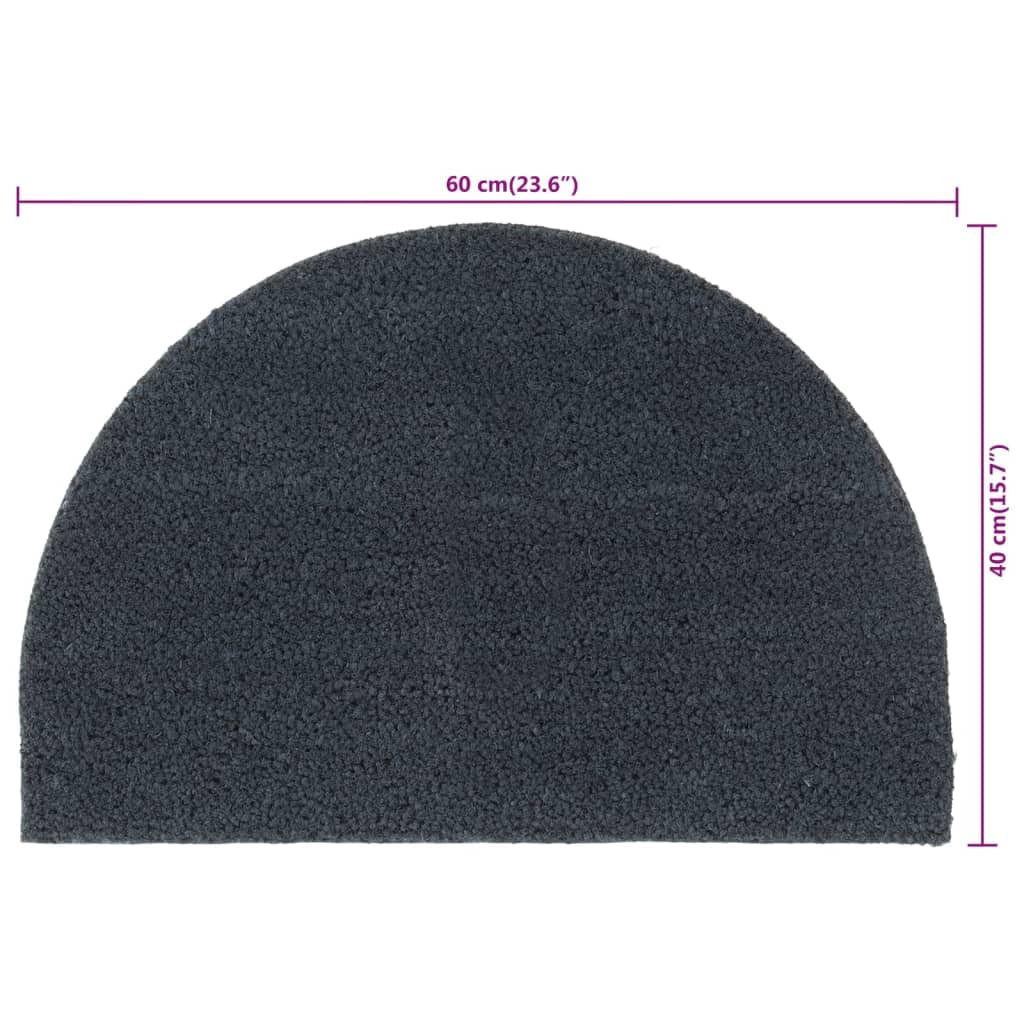 Fußmatte Dunkelgrau Halbrund 40x60 cm Kokosfaser Getuftet Naturmaterial rutschfest Schmutzfangmatte für Haustür Eingangsbereich Treppenhaus Flur Innen und Außen 16mm Dick