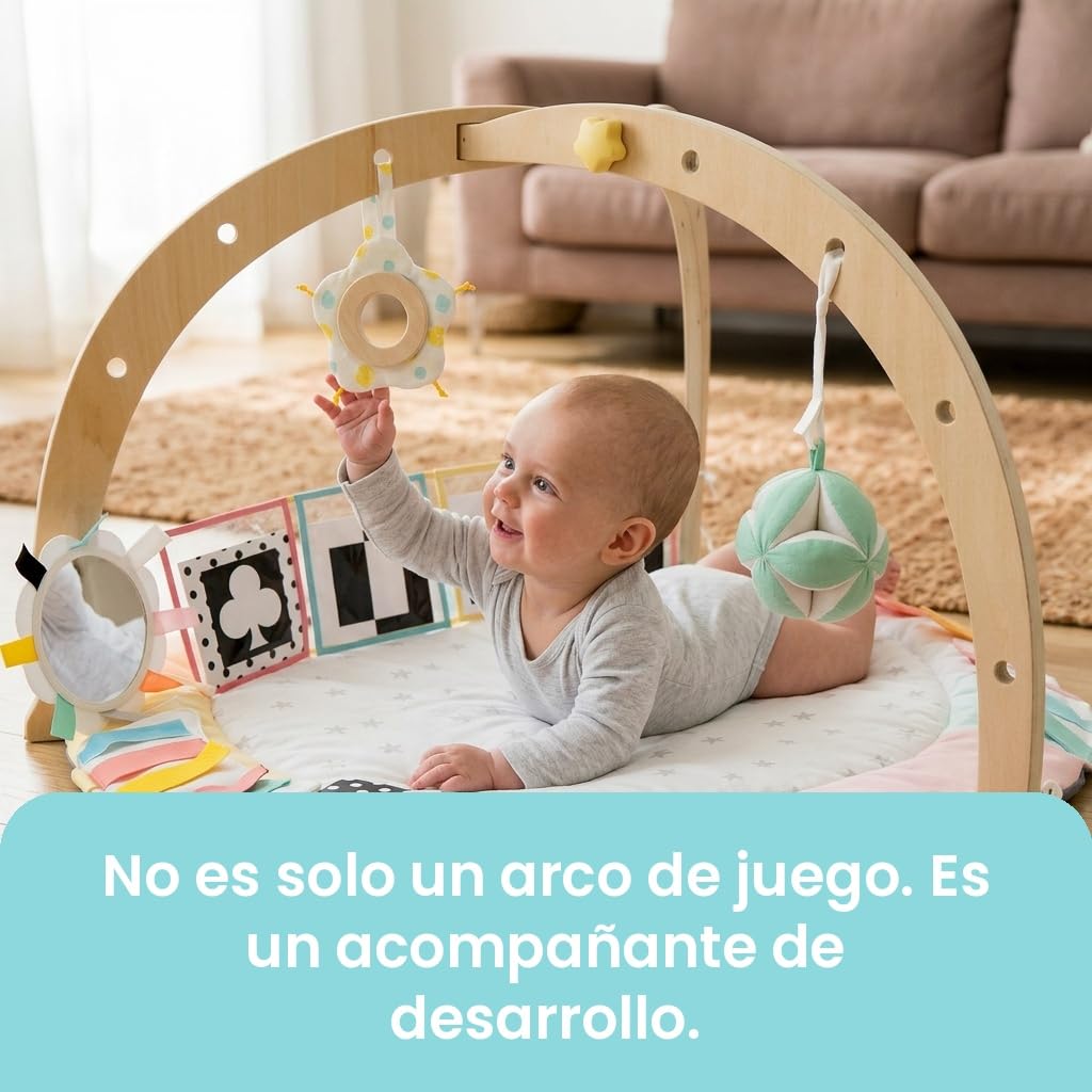 Oh My Baby Alfombra de actividades, Gimnasio para Bebé, Manta Actividades 7 Juguetes para Educación Temprana, Alfombra de Juego