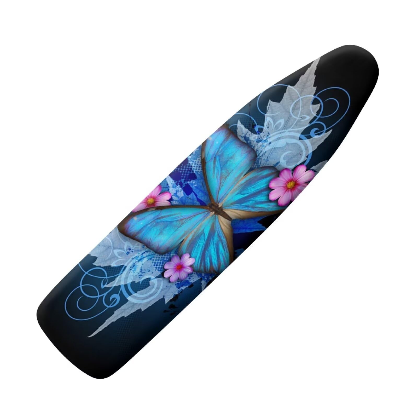 NETILGEN Polyester Ironing Board Cover Replacement Cover with Elastic Edges Scorch Resistant Machine Washable X-Large Size Fit up to 140 x 45cm, Blue Butterfly Flower — image 1