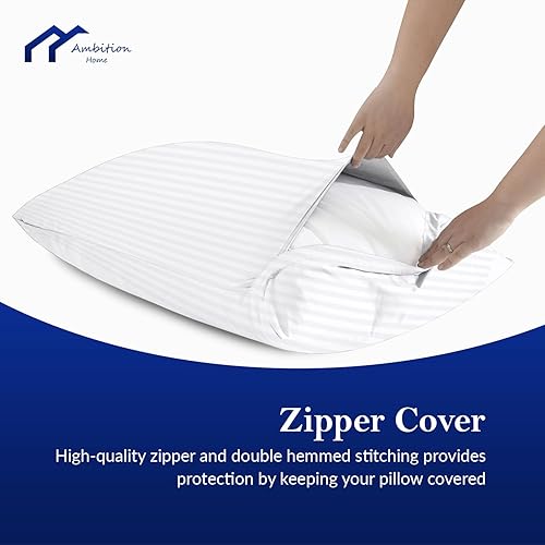 Miniatura 5 de Juego de 2 fundas de almohada de viaje para niños pequeños, 14 x 20 pulgadas, color blanco, con cierre de cremallera, juego de 2 fundas de almohada