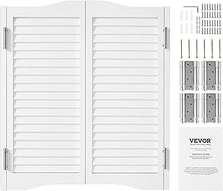VEVOR Double Saloon Swinging Doors, 32" W x 36" H Arched Top Interior Swinging Cafe Doors, Premium Pine Wood, with Hinges & Hardware Kit, Easy to Install, for Hallway Kitchen Bar Pub Entrance, White