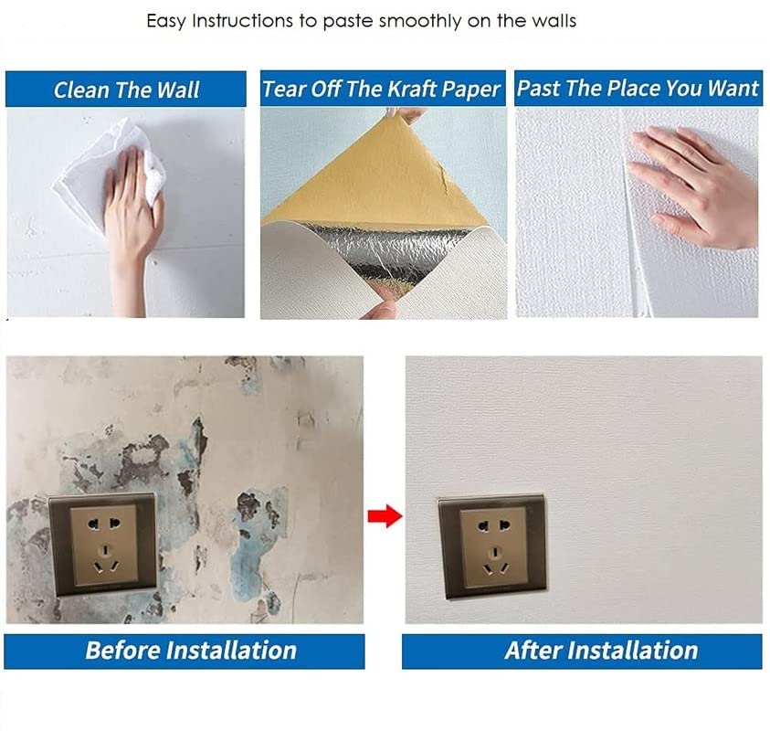 Image of Textured Linen Wallpaper for Walls Sticker Roll (10 Pcs) I 3D Foam Wallpaper for Full Wall, Furniture I Fabric, Waterproof, Large (Light Blue; 10 Pieces of 3 Meter x 0.7 Meter Each)
