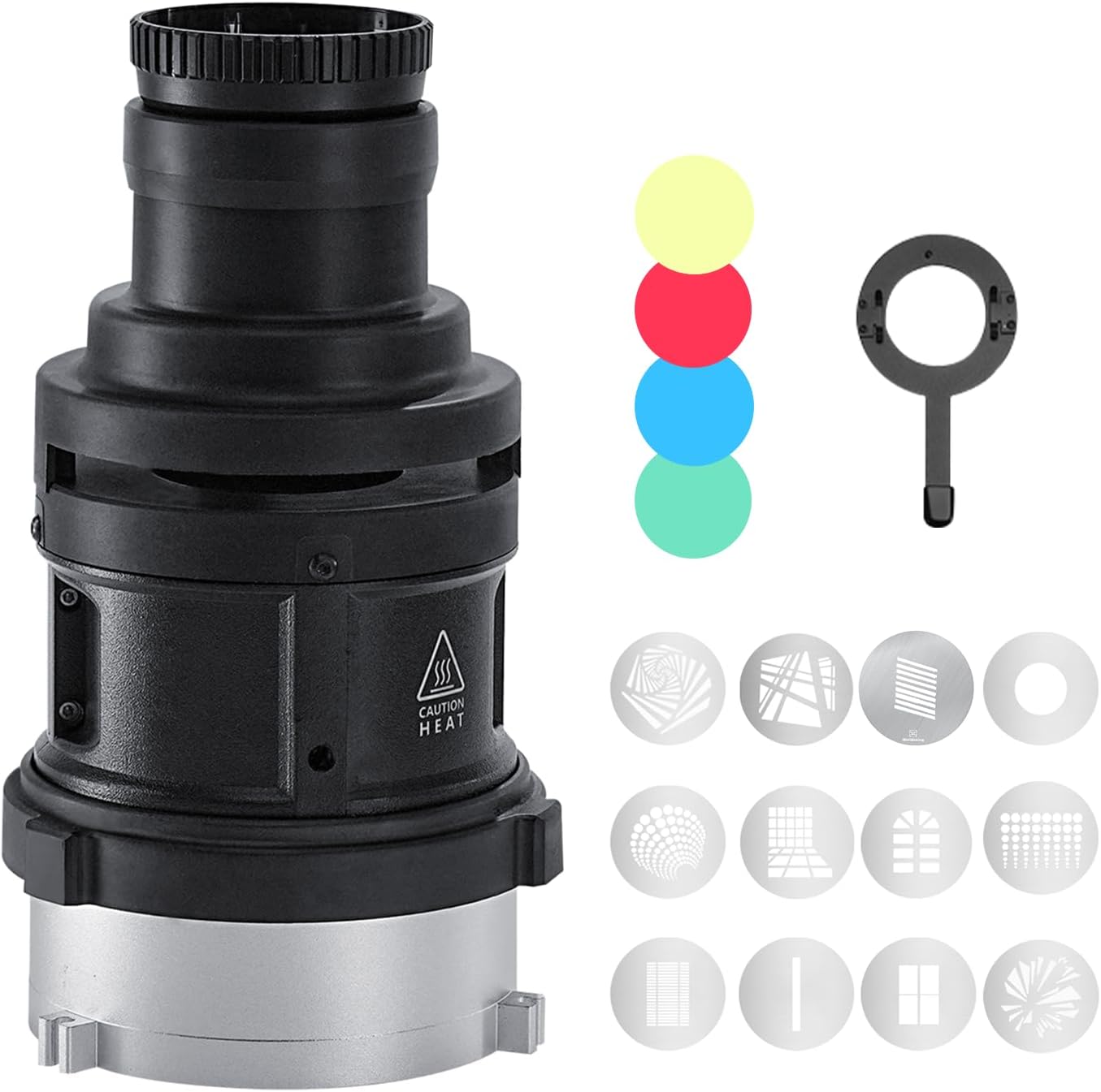 WELLMAKING S-80LED Bowens Mount Optical Snoot for LED Lights, 90% Brighter Output with 38° Adjustable Focus Lens, Sharp, Crisp Image for Photography & Studio Video