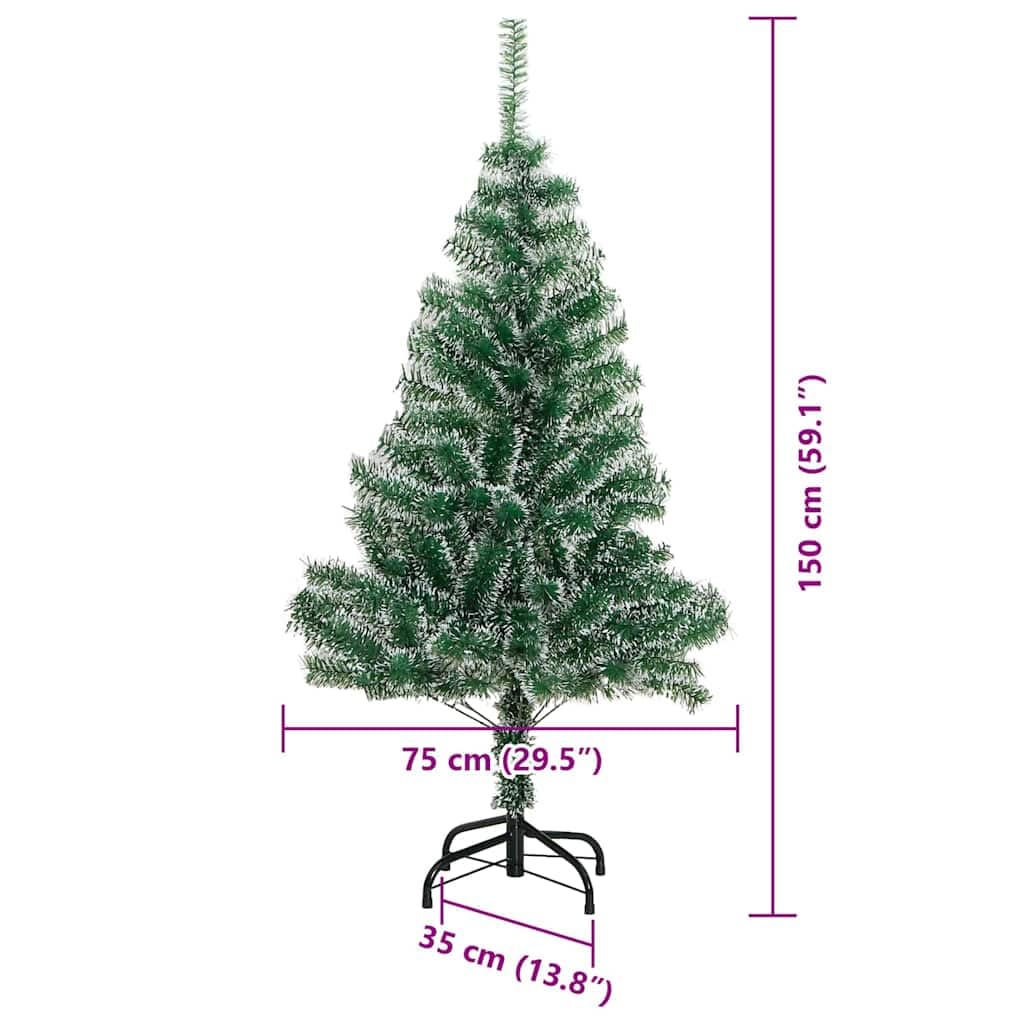 Sztuczna choinka z oświetleniem LED, 150 cm, PET i metalem, 150 diod LED, USB 5 V, do salonu, na taras i na zewnątrz, w zestawie stojak i biżuteria