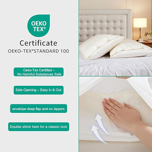 Miniatura 5 de STNOMY Juego de 2 fundas de almohada de alta calidad, 100% eucalipto, Tencel Lyocell King, absorben la humedad, suave y liso, cierre de sobre de