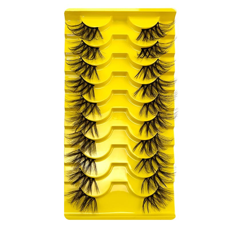 Miniatura 1 de 10 pares de pestañas postizas de banda transparente, diseño LASGOOS, aspecto natural, cruz de esquina, falsas, uso diario, para uso diario, mini