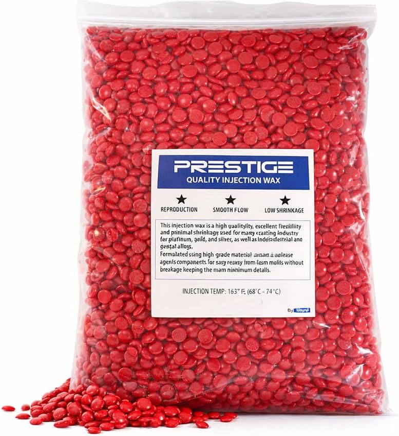 Prestige Red Injection Wax 2 lb – Jewelry Casting Wax for Gold, Silver & Platinum, Low Shrinkage, High Detail, Clean Burnout