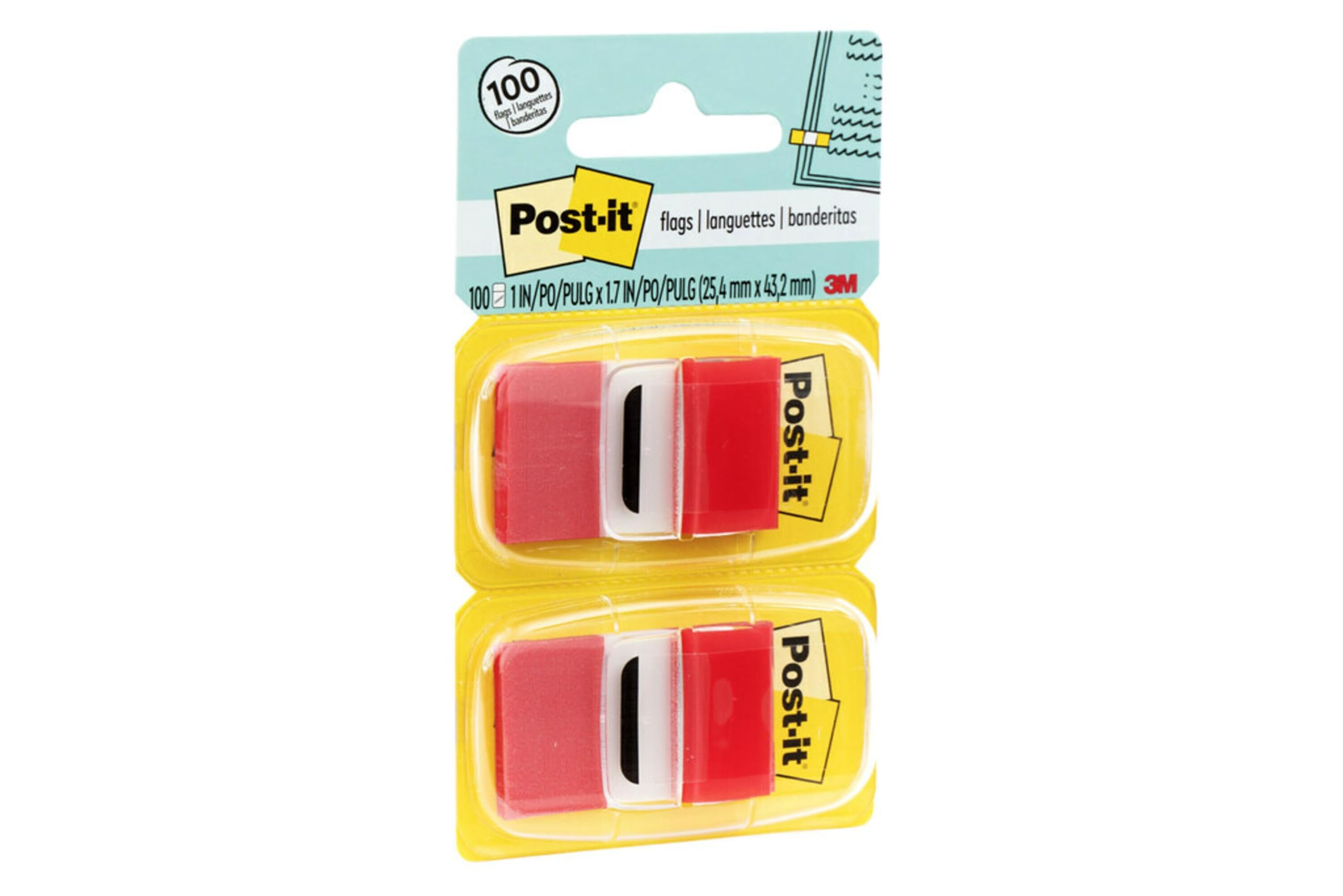 Post-it Repositionable Page Flags, Red, 1 in Wide, 50 Flags/Dispenser, 12 Dispensers (600 Total Flags) – Easily Mark, Highlight & Color-Code Documents