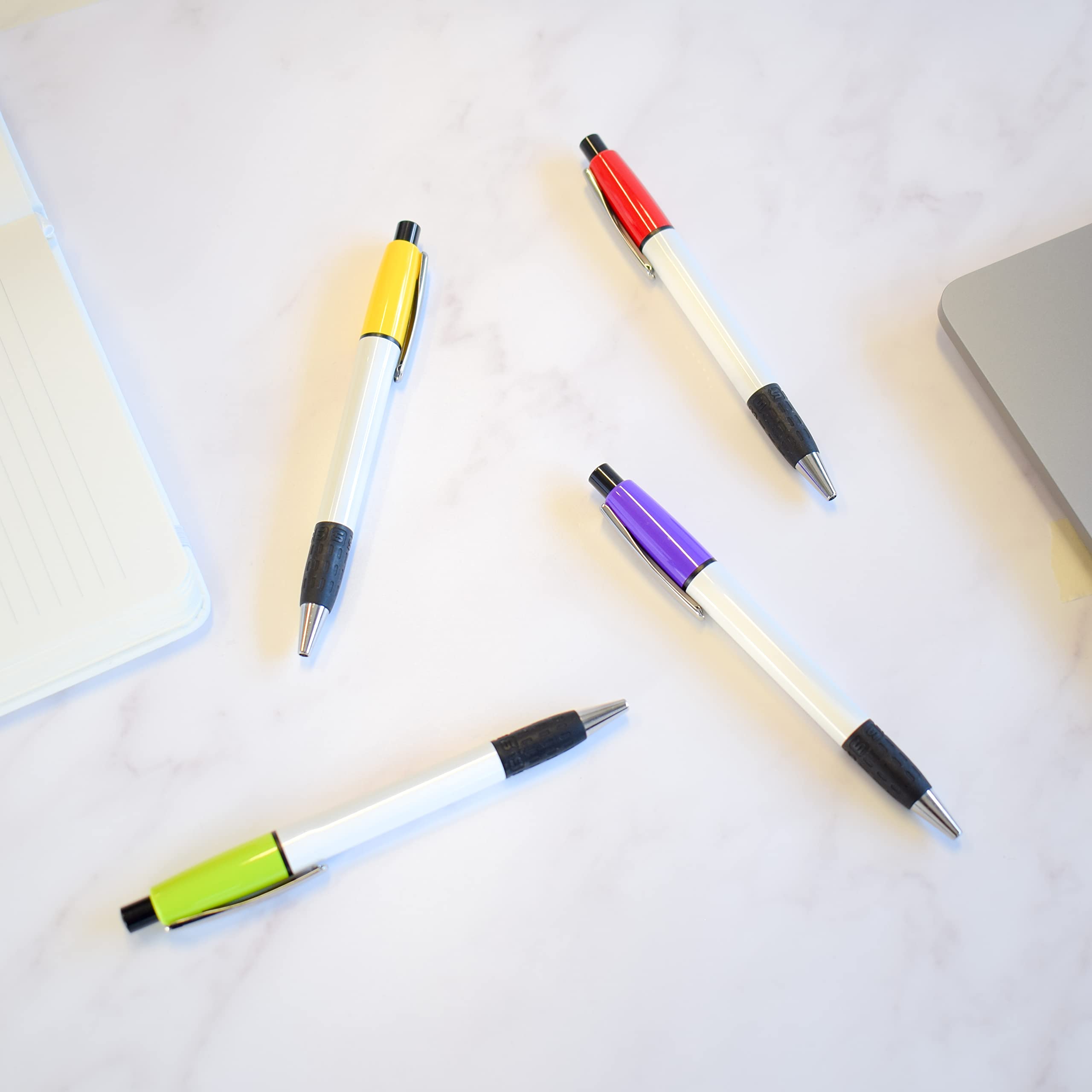 stika.co Semyr Grip Lot de 40 stylos promotionnels à bille en caoutchouc pour bureau, école, événement avec votre texte/logo Rouge