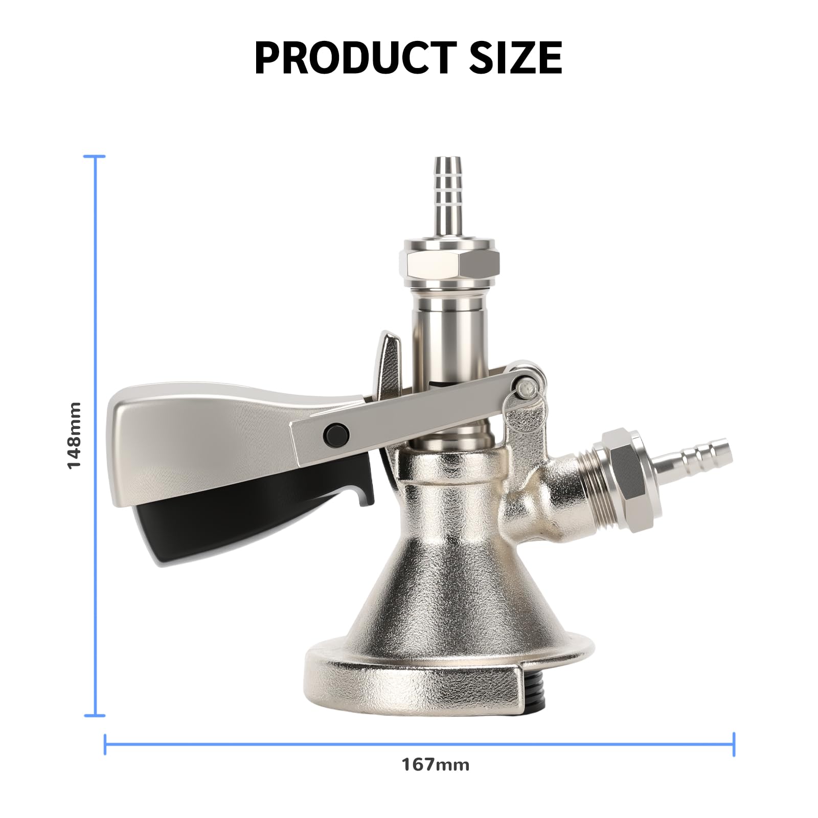 Bierfass Kupplung, A-Typ Bierspender Fasskupplung, G5/8"-Gewinde, Edelstahlventilkern, vernickelte Messingschale, Bierspender für Zuhause, Bars, Restaurants und Brauereien