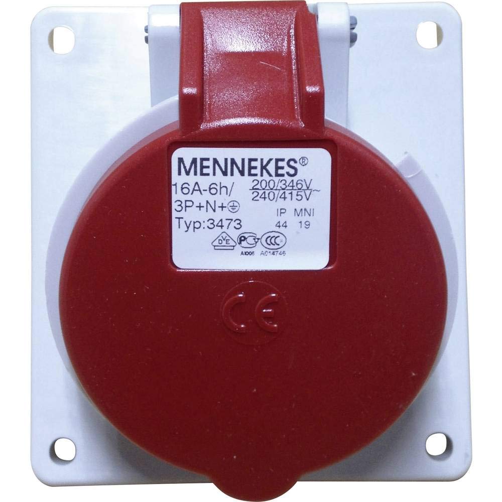 Mennekes 3473 - Base Recessed CEE Angled 400 V 3 Pole + Neutral + Earth 16 A Blue, Red, White - Image 2