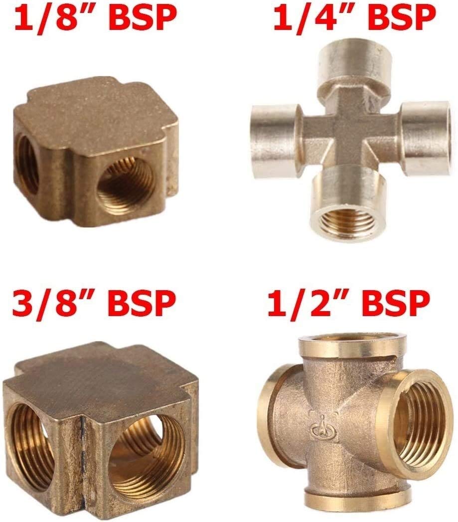 Raccordi filettati Raccordo rapido a croce 4 vie 1/8" 1/4" 3/8" 1/2" BSP Filettatura femmina Raccordo per tubi in ottone Connettore a spina in rame Accoppiatore Adattatore Accoppiamento Aria Acqua Co