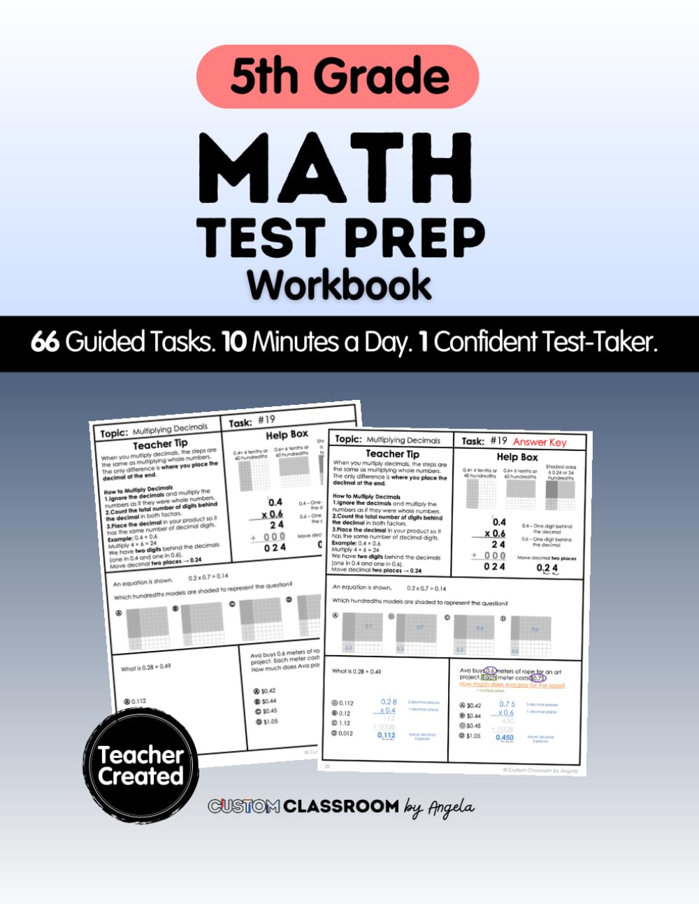 5th Grade Math Test Prep Workbook for State and Standardized Tests: 66 Guided Practice Tasks to Build Confidence, Strengthen Problem Solving, and ... CAASPP, NYS, and Other State Assessments