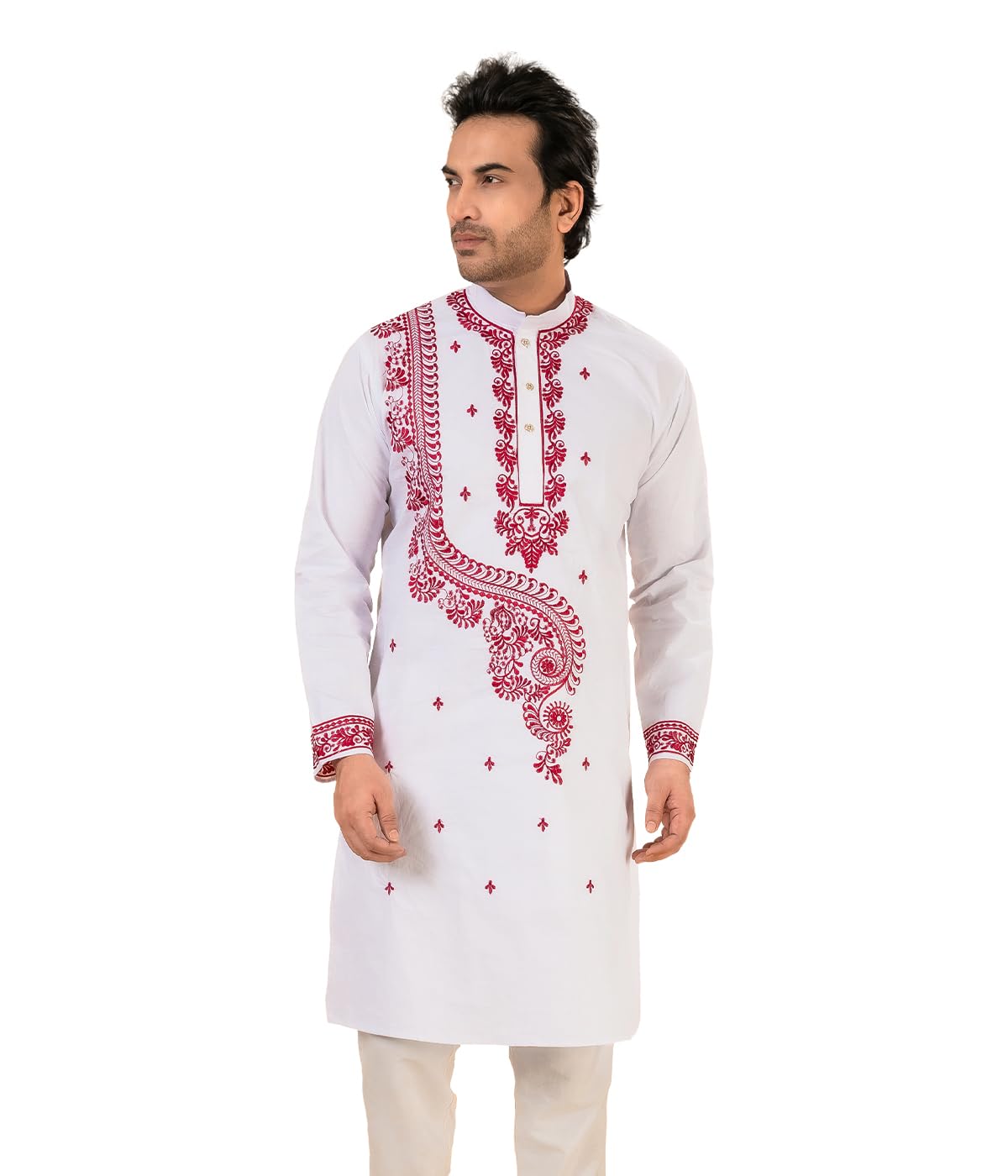 franscart Pure Cotton Embroidery Kurta for Men | Ethnic Festive Style-picture-20