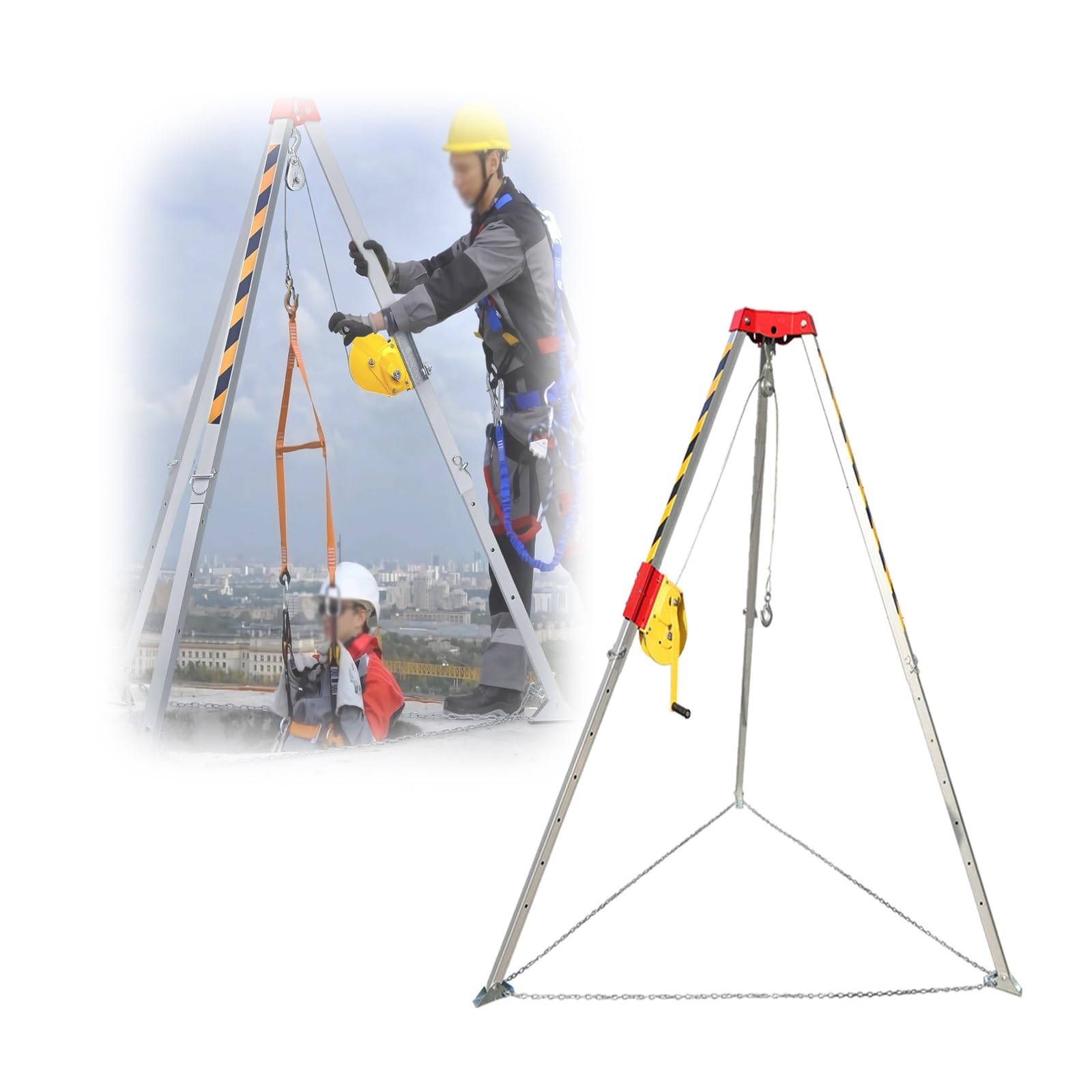 WQPMRMG HeavyDuty Aluminum Tripod Rescue SystemConfined Space Safety Equipment with SelfLocking Winch 2615 lbs for Tunnels Sewers and