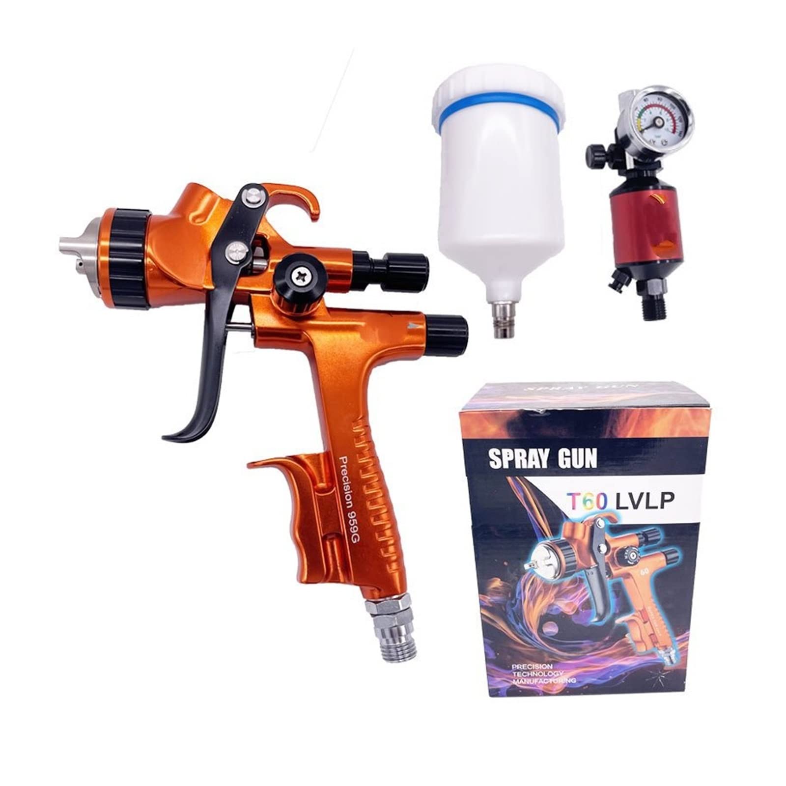 Boquilla Bomba de Engrase Pistolas de Pintura con Boquilla de 1,3 MM, Pistolas pulverizadoras industriales de Alta atomización con aerógrafo 959G Bomba de Engrase(Mini 0.8MM)
