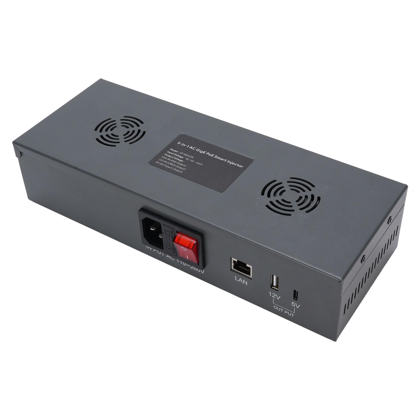 Marhynchus Iniettore Poe, Adattatore per Iniettore Power Over Ethernet Iron Gigabit con Uscita 180 W per Sistemi di Terza Generazione e Dispositivi Ad Alta Potenza (Spina europea)