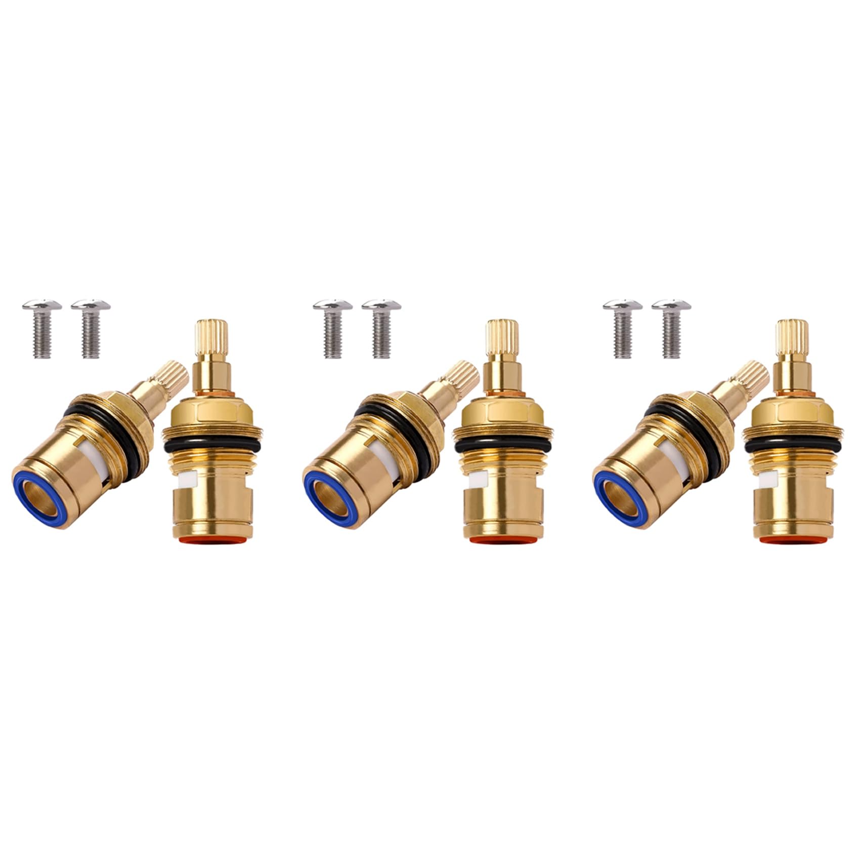 Jnchdghwa Gold 6Pcs Brass Ceramic Stem Ceramic Disc Faucet Valve Replacement Faucet Repair Replacement Parts