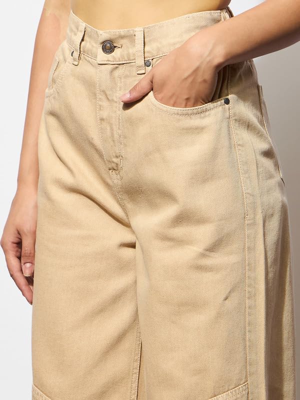 Image of barcino Navy High-Rise Stitch Detail Straight Jeans