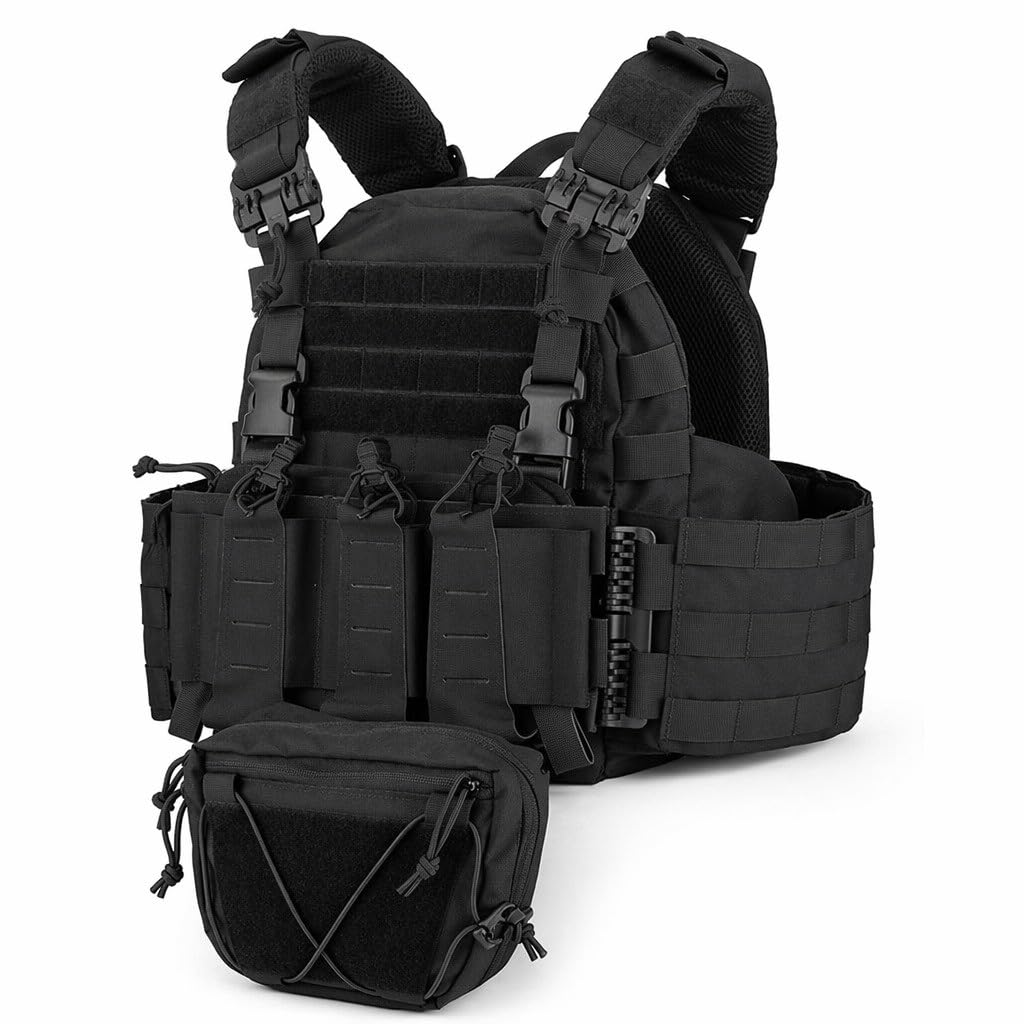 Chaleco Táctico ARC, Tubos Dobles, Liberación Rápida, MOLLE, Panel Triple Mag, Bolsa Desmontable, Cintura Ajustable